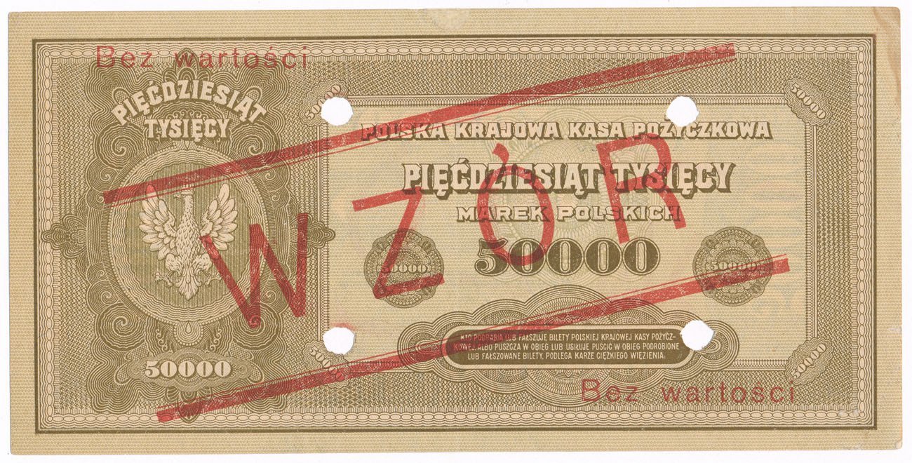 Banknot. 50 000 marek polskich 1922 WZÓR